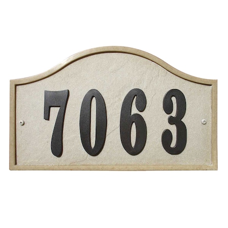 Qualarc Ridgestone Serpentine Crushed Stone Address Plaque, Sandstone Color RIG-4913-SS